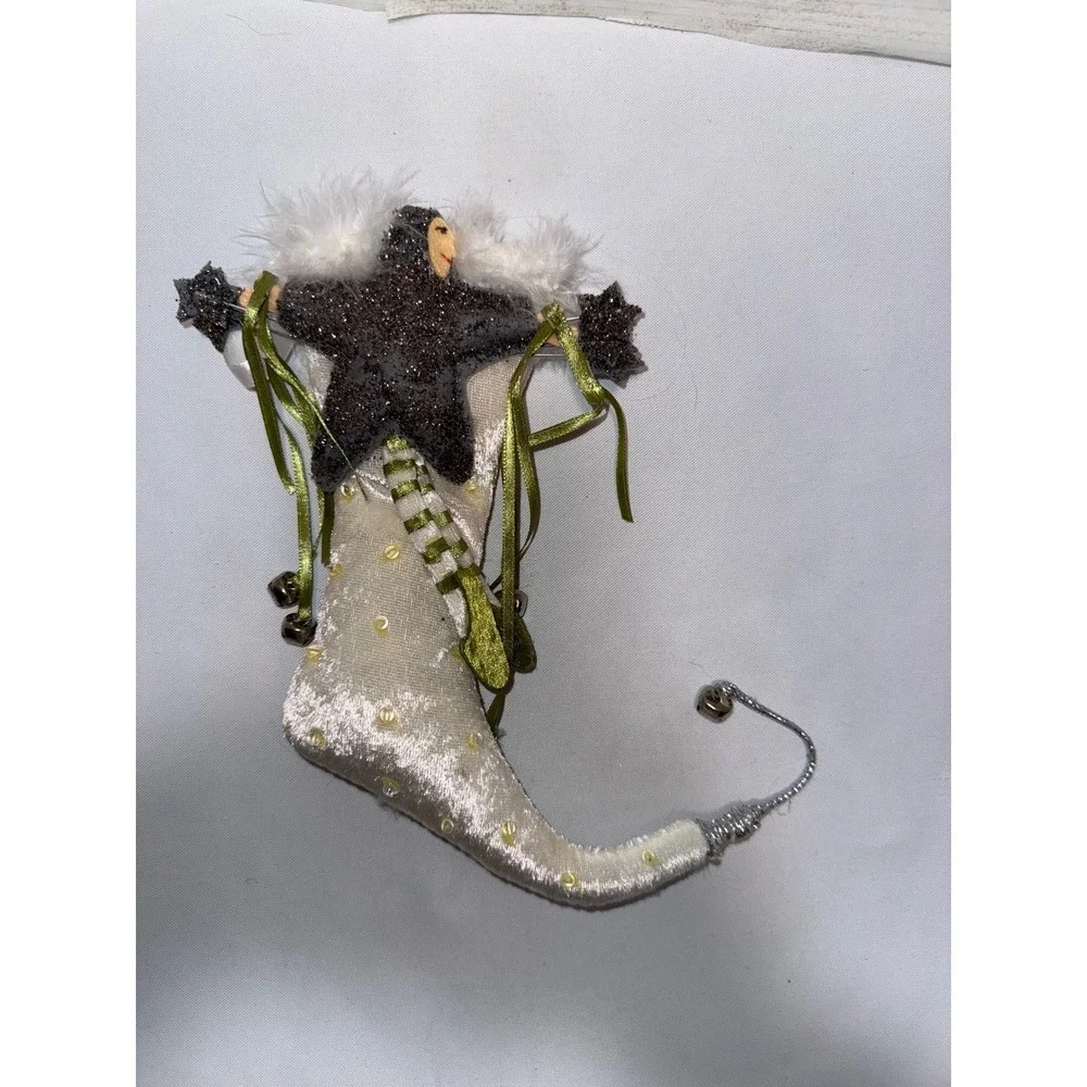 Patience Brewster Dept 56 Krinkles Mini Stocking Ornament Star‎ Character Cream